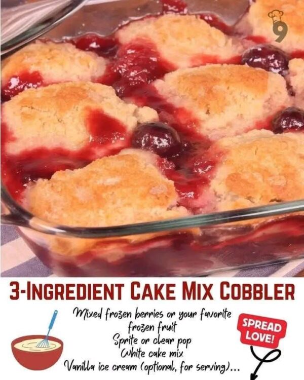 Irresistible 3-Ingredient Cake Mix Cobbler Recipe
