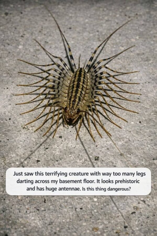 Just saw this terrifying creature with way too many legs darting across my basement floor. It looks prehistoric and has huge antennae. Is this thing dangerous?Just saw this terrifying creature with way too many legs darting across my basement floor. It looks prehistoric and has huge antennae. Is this thing dangerous?0 CommentsImagine walking into your basement, only to catch a glimpse of a creature that seems to have crawled straight out of a science fiction movie. With an unsettling number of legs and lengthy antennae, this creature darts across the floor, leaving you both startled and intrigued. Such experiences are not uncommon, yet they can be alarming for those unacquainted with the natural world lurking beneath their homes.In this article, we will explore the identity of this mysterious creature, unraveling the reasons behind its intimidating appearance and its presence in your home. We’ll delve into whether it poses any danger to humans or pets and provide practical advice on how to manage your encounters with this unexpected housemate.1. What You Probably Saw: Identifying the House CentipedeThe creature you encountered is most likely a house centipede, scientifically known as Scutigera coleoptrata. This arthropod is characterized by its elongated body, which can measure up to 1.5 inches (about 4 centimeters) in length, and its 15 pairs of long, delicate legs. The house centipede’s legs give it a distinctly fringed appearance, and its speed can be quite startling.These centipedes are typically yellowish-gray with three dark stripes running along their backs, and they possess long antennae that help them navigate their environment. Despite their unsettling appearance, house centipedes are not uncommon in urban and suburban areas, often found in basements, bathrooms, and other damp, dark environments.2. Why It Looks So Terrifying: Legs, Speed, and Antennae ExplainedThe house centipede’s appearance is enough to send shivers down the spine of even the most seasoned insect enthusiast. Its multitude of legs, which seem to move in a rapid, coordinated wave, contribute to its eerie silhouette. The legs are not just for show — they enable the centipede to reach impressive speeds of up to 1.3 feet per second, which can make it seem as though it appears and disappears in the blink of an eye.The long, whip-like antennae are sensory organs, allowing the centipede to detect vibrations and navigate through its environment efficiently. These features, combined with its rapid movements, create an impression of a creature that is both ancient and alien.3. Is It Dangerous to Humans or Pets?While the appearance of a house centipede might suggest danger, these creatures are generally harmless to humans and pets. House centipedes do possess venom, which they use to subdue their prey, but their jaws are not strong enough to penetrate human skin easily. In the rare event of a bite, the result is typically nothing more than a mild, localized irritation, comparable to a bee sting.For pets, especially larger animals like dogs and cats, the threat is minimal. House centipedes are often more interested in avoiding confrontation than engaging with larger creatures. However, it’s always wise to monitor any interactions between your pets and local wildlife to ensure safety.4. How Painful Is a House Centipede Bite—and How Common Are They?House centipede bites on humans are exceedingly rare. In most cases, the centipede will avoid contact with larger creatures, preferring to escape rather than engage. When bites do occur, they are akin to a mild bee sting, resulting in temporary redness and slight swelling. The mild pain subsides quickly and rarely necessitates medical attention. Applying an antiseptic can help prevent infection, although this is generally precautionary.Most people will never experience a house centipede bite in their lifetime, as these creatures are not aggressive and are more interested in hunting smaller insects than in interacting with humans.5. The Surprising Upside: What House Centipedes Actually EatOne of the more surprising aspects of the house centipede is its diet. These arthropods are natural pest controllers, feeding on a variety of household insects, including spiders, termites, cockroaches, and silverfish. By keeping these populations in check, house centipedes play an important role in maintaining a balanced ecosystem within your home.While their presence might be unsettling at first, understanding their role as predators of more troublesome pests can make their presence more tolerable. For homeowners dealing with frequent insect infestations, house centipedes can actually be beneficial allies.6. Why They’re in Your Basement in the First PlaceHouse centipedes are drawn to environments that offer both food and shelter. Basements, with their dark, damp conditions, provide an ideal habitat for these creatures. They are also attracted to areas with a high humidity level, which supports the presence of their prey.In addition to basements, you might find house centipedes in bathrooms, closets, and any other space that remains relatively undisturbed and offers the moisture they need to thrive. They are nocturnal hunters, which means you are more likely to encounter them during the night.7. How to Safely Remove a House Centipede If You’re Freaked OutIf you find yourself uncomfortable with the presence of a house centipede, there are humane ways to remove it. First, try to remain calm—the centipede is more interested in escaping than confronting you. Using a glass jar or cup, gently cover the centipede and slide a piece of paper underneath to trap it. You can then release it outside, away from your home.Ensure that you wear gloves if you are nervous about direct contact, though the likelihood of a bite is minimal. Avoid using pesticides, as these can be harmful to other beneficial insects and the environment.8. Simple Home Fixes to Make Centipedes Less Likely to ReturnTo make your home less attractive to house centipedes, start by reducing humidity levels. Use a dehumidifier in damp areas like basements and bathrooms. Seal cracks and crevices in walls and floors to limit entry points, and ensure that windows and doors are properly fitted with screens.Regular cleaning can also help. By reducing clutter and vacuuming regularly, you limit the places where centipedes and their prey can hide. Addressing other pest issues can also make your home less inviting to these creatures since they will have fewer food sources.9. When to Call Pest Control About CentipedesMost encounters with house centipedes can be managed without professional intervention. However, if you notice a significant infestation, or if your efforts to reduce their numbers are unsuccessful, it may be time to call a pest control expert.A professional can assess your home for potential entry points and provide targeted solutions that are both effective and environmentally friendly. They can also help identify and address the underlying factors that may be contributing to the centipede’s presence.10. Myths, Misconceptions, and Viral Horror Stories DebunkedHouse centipedes have garnered a reputation for being far more dangerous than they actually are, largely due to their alarming appearance. One common myth is that they are poisonous to humans, which is not the case. Their venom is used exclusively for subduing small prey and poses no real threat to humans.Viral stories and images often exaggerate the dangers posed by centipedes, leading to unnecessary fear. In reality, these creatures are more beneficial than harmful, helping to control populations of other household pests.11. Learning to Live With (or Without) This “Prehistoric” RoommateAdjusting to the presence of house centipedes involves understanding their role in your home’s ecosystem. While their appearance may be off-putting, they are non-aggressive and play an important role in controlling other pests. Educating oneself and others about their behavior and benefits can reduce fear and foster coexistence.However, if you prefer a centipede-free environment, taking steps to manage your home’s humidity and pest levels will help. Whether you choose to coexist or remove them, understanding these creatures can transform fear into appreciation for the hidden worlds within our homes.Post navigationAs a gardener, encountering unexpected visitors in your garden is a common occurrence. Among these, the sight of a large green caterpillar covered in mysterious white structures can be both fascinating and alarming. These unusual guests often prompt questions about their identity and the potential impact on your beloved plants. Understanding the nature of these caterpillars and the mysterious white formations they carry is crucial. Are they a threat to your garden, or could they be part of a beneficial cycle that aids in natural pest control? In this article, we delve into the enigma of these caterpillars, offering clarity on whether to intervene or let nature take its course. 1. What You’re Seeing: A Tomato Hornworm Covered in White Cocoons The large green caterpillar you’ve spotted is likely the tomato hornworm, a common pest in many gardens. Measuring up to 4 inches in length, these caterpillars are known for their voracious appetite for tomato plants and other members of the nightshade family. Their bright green color and distinctive white stripes running along their sides make them relatively easy to identify. What sets this particular caterpillar apart is the presence of small, white, rice-like cocoons attached to its back. These structures are not part of the caterpillar itself but are evidence of a fascinating parasitic relationship, which we will explore further. 2. Fungus or Eggs? Identifying Those Strange White Structures The white structures on the caterpillar are not a fungus or eggs but rather the cocoons of Braconid wasps. These wasps lay their eggs on the caterpillars, and once the larvae hatch, they feed on the hornworm from the inside out. As they mature, the larvae exit the caterpillar’s body and spin these tiny white cocoons, which are typically about 1/8 inch long. These cocoons are a clear indicator that the wasp larvae are in the pupal stage, preparing to emerge as adult wasps. The presence of these cocoons means that the caterpillar is already weakened and unlikely to survive for much longer, which can be beneficial for your garden. 3. Meet the Braconid Wasp: The Tiny Ally Riding Your Caterpillar Braconid wasps are tiny, often less than 1/4 inch in length, yet they play a significant role in controlling pest populations naturally. These wasps are parasitoids, meaning their larvae develop inside or on the body of a host insect, ultimately killing it. The hornworm caterpillar serves as an ideal host for these wasps. Upon hatching, the wasp larvae feed on the caterpillar’s internal tissues, avoiding vital organs to keep the host alive until they are ready to pupate. This strategic parasitism ensures the survival of the wasp larvae while simultaneously controlling the hornworm population. 4. Why You Should Usually Leave This Caterpillar Right Where It Is While it might be tempting to remove the caterpillar immediately upon spotting it, doing so could disrupt a beneficial process. The parasitized hornworm is already weakened and will not cause significant damage to your plants. Additionally, by allowing the wasp larvae to complete their development, you are fostering a natural pest control mechanism in your garden. Once the wasps emerge from their cocoons, they will seek out other hornworms to parasitize, helping to keep the population of these plant-eating pests in check. This natural balance is an excellent example of how biodiversity in your garden can work to your advantage. 5. How These Parasitic Wasps Protect Your Tomatoes and Other Plants Braconid wasps play a crucial role in the garden ecosystem by controlling pest populations. Their presence can significantly reduce the number of hornworms and other caterpillars that feed on your plants, thereby minimizing damage. This form of biological control is sustainable and environmentally friendly, reducing the need for chemical pesticides. By conserving these beneficial insects, you support a healthier garden environment. The wasps’ activity encourages a more diverse ecosystem where natural predators keep pest populations in balance, ultimately leading to healthier plants and more bountiful harvests. 6. When (If Ever) You Should Remove a Parasitized Hornworm In most cases, it is best to leave a parasitized hornworm in place, allowing the wasps to mature and emerge. However, there are situations where removal might be necessary, such as if the caterpillar is located on a plant that is already heavily damaged or if it poses a risk to other plants nearby. Even in such cases, consider relocating the caterpillar to an area of your garden where it can complete its life cycle without causing further harm. This approach maintains the natural pest control benefits while protecting your plants. 7. What To Do If the Caterpillar Has No White Cocoons Yet If you find a tomato hornworm without any white cocoons, it has not yet been parasitized by Braconid wasps. In this situation, you have a few options. You can manually remove the caterpillar and relocate it away from your garden, or you can allow it to remain, hoping that wasps will find and parasitize it soon. To actively encourage wasp presence, avoid using broad-spectrum insecticides that can harm beneficial insects. Planting flowers that attract wasps, such as dill, fennel, and parsley, can also help draw them to your garden. 8. Safe Ways To Relocate or Dispose of Hornworms Without Harming Beneficial Insects If you decide to remove a hornworm, do so carefully to minimize harm to beneficial insects. Use gloves or a small tool to gently detach the caterpillar from the plant. Relocating the hornworm to a natural area away from your garden can allow it to continue its life cycle without impacting your plants. Alternatively, if you choose to dispose of the hornworm, consider placing it in a container with a lid and leaving it in a sunny spot. This method can humanely manage the hornworm population without harming other beneficial insects in your garden. 9. Natural Pest Control: Encouraging Braconid Wasps in Your Garden To foster a garden environment that supports Braconid wasps, consider planting a variety of flowering plants that provide nectar and pollen, which are essential for adult wasps. Herbs like dill, fennel, and parsley are particularly attractive to these beneficial insects. Additionally, maintain a diverse garden ecosystem by minimizing pesticide use. This approach not only supports wasps but also encourages other beneficial insects, creating a balanced environment where natural pest control can thrive. 10. Other Common Pests and Parasites You Might Confuse With This Gardeners may encounter other pests and beneficial insects that can be mistaken for hornworms or their parasites. For instance, the tobacco hornworm is similar in appearance to the tomato hornworm but has a red horn instead of a blue one. Similarly, the presence of aphids or whiteflies can sometimes be confused with parasitism due to their clustering behavior. Learning to identify these different insects is key to managing your garden effectively and making informed decisions about pest control. 11. Quick Visual Checklist: Decide in Seconds Whether To Remove It 1. Is the caterpillar bright green with white stripes? If yes, it’s likely a tomato hornworm. 2. Are there white cocoons on its back? If yes, it has been parasitized by Braconid wasps and should be left alone. 3. Is the plant heavily damaged? If yes, consider relocating the caterpillar to a less critical area. 4. Is the caterpillar alone without cocoons? If yes, decide whether to manually remove or wait for natural parasitism. By following this checklist, you can quickly assess the situation and take appropriate action to protect your garden while supporting beneficial insect populations.